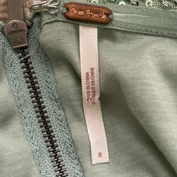 FREE PEOPLE x Revolve Frida Mint Green Sequin Strapless Ruffle Mini Dress US 8 - Picture 7 of 7